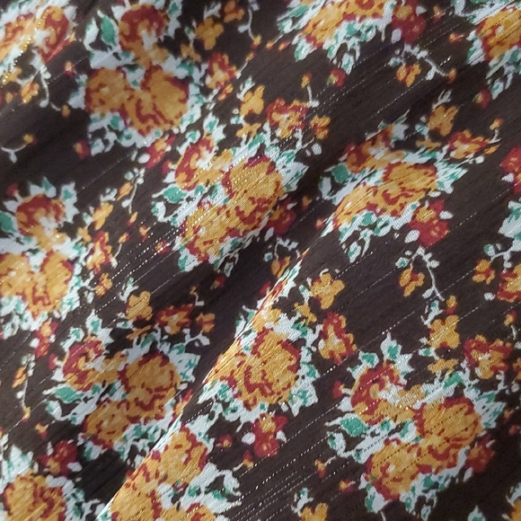 Charles Henry Brown Floral Long Sleeve Lined Dress - Picture 6 of 9